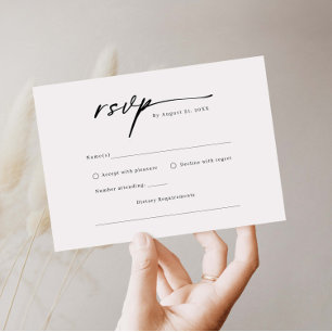 Elegant script minimalist RSVP Reply Card