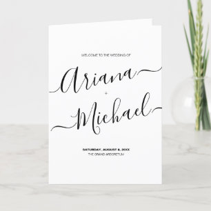 Elegant script Minimalist Wedding Party & Schedule Program