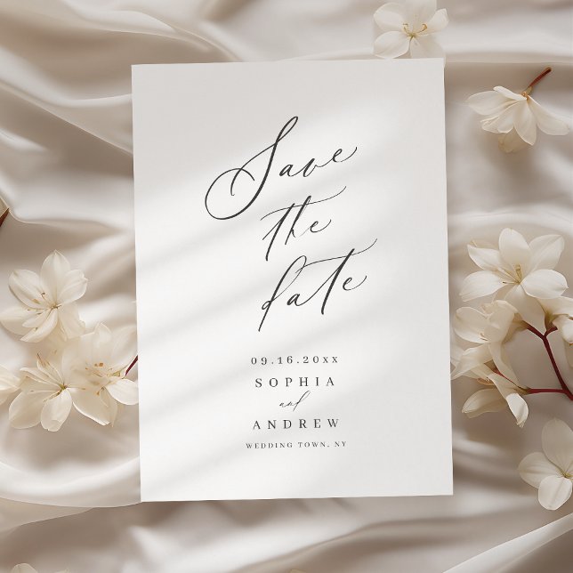 Elegant script minimalist wedding save the date (Elegant script minimalist wedding save the date)