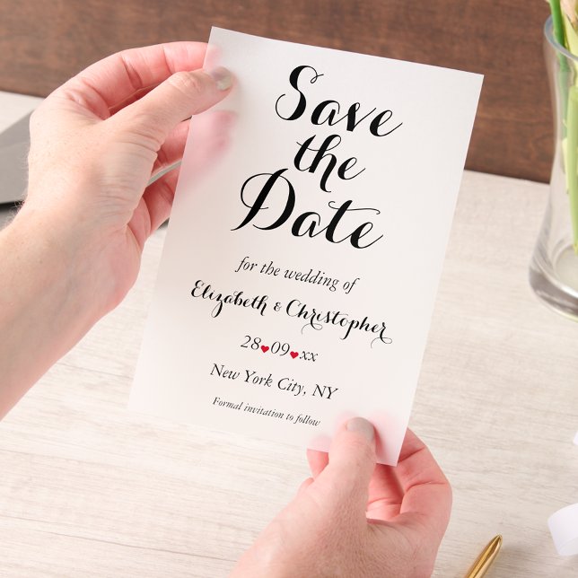 Elegant Script Minimalist Wedding Save the Date Vellum Invitations (Elegant Script Minimalist Wedding Save the Date Vellum Invitations)