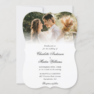 Elegant Script Modern 4 Photo Wedding Invitation