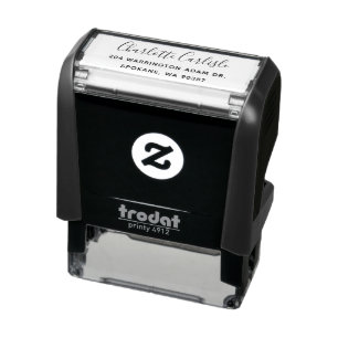 Elegant Script Modern Address and Name Self-inking Stamp