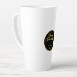 Elegant Script Modern Black and Gold Christmas Latte Mug