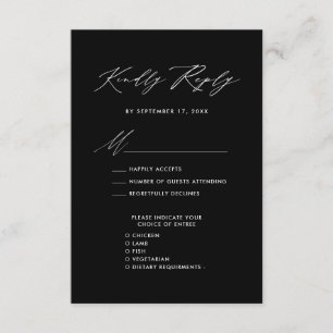 Elegant Script Modern Black Simple Wedding RSVP Enclosure Card