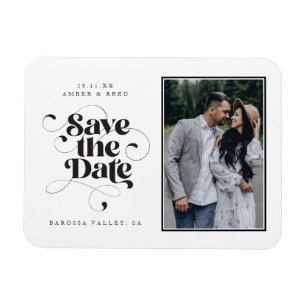 Elegant Script Modern Black White Art Design Photo Magnet