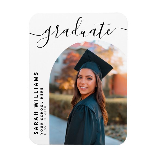 Elegant Script Modern Graduation Announcement Magnet (Vertical)