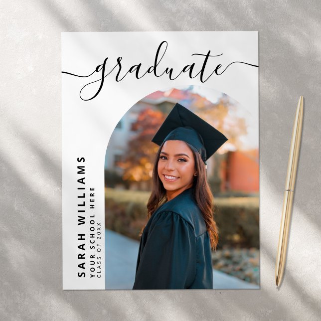 Elegant Script Modern Graduation Announcement Postcard (Creator Uploaded)