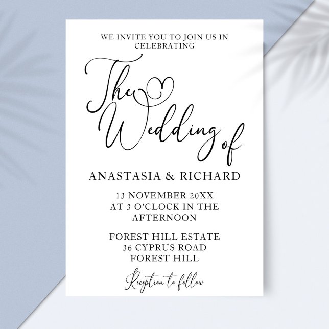 Elegant Script Modern Minimalist Wedding Invitation (Elegant Script Modern Minimalist Wedding Invitation)