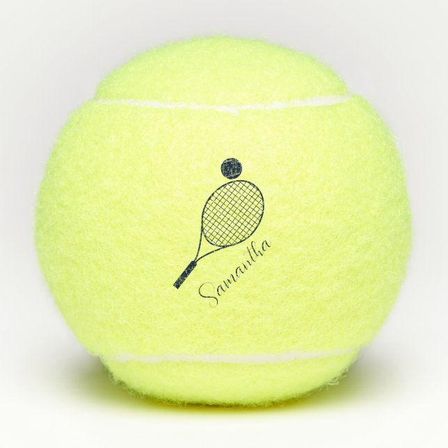 Elegant Script Modern Name Personalised Tennis Balls (Front)