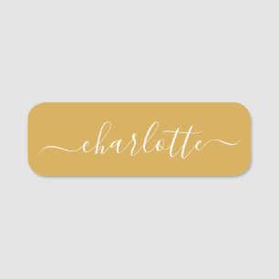Elegant Script Modern Name Personalised Yellow Tag