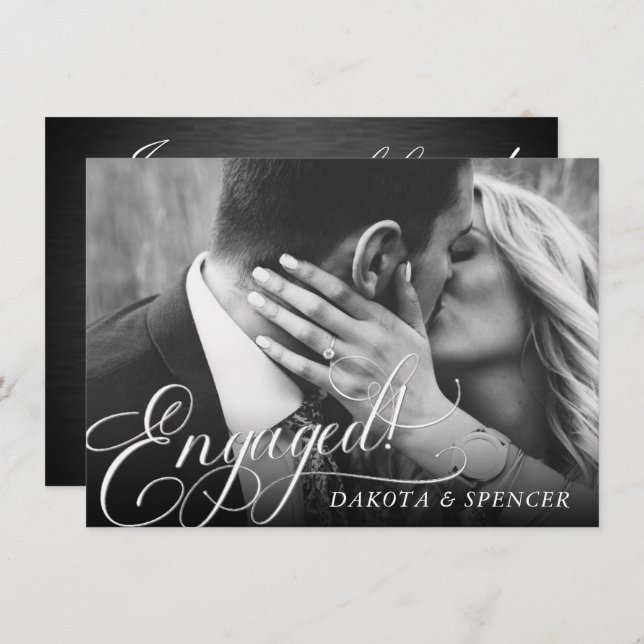 Elegant Script | Modern Photo Engagement Party Invitation (Front/Back)