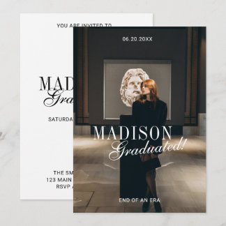 Elegant Script Modern Photo Graduation Party Invitation