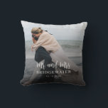 Elegant Script Modern Photo Minimalist Cushion<br><div class="desc">Transform your cherished memories into stunning works of art with our custom photo throw pillow. Whether it's a heartfelt wedding portrait,  a breathtaking landscape,  or a snapshot of a special occasion,  our custom pillow capture the essence of your memories.</div>