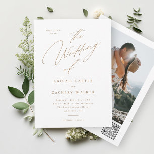 Elegant Script Modern Photo Wedding Invitation