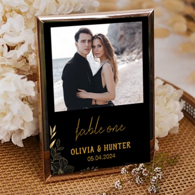 Elegant Script Modern Photo Wedding Table Number  (Creator Uploaded)