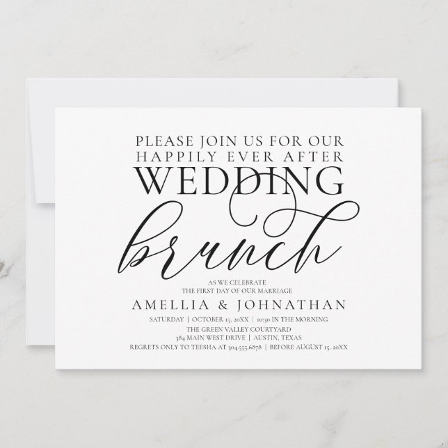 Elegant Script Modern Post Wedding Brunch Invitation (Front)