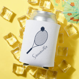 Elegant Script Modern Tennis Players Personalised Can Cooler