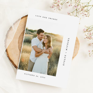 Elegant Script Modern Wedding Photo Thank You Card