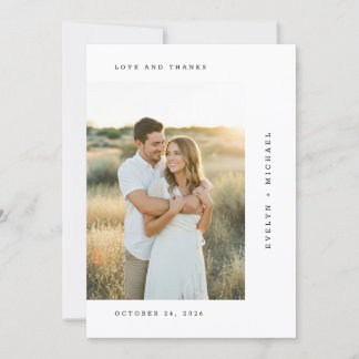Elegant Script Modern Wedding Photo Thank You Card