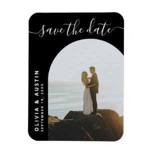  Elegant Script Modern Wedding Save The Date Magnet