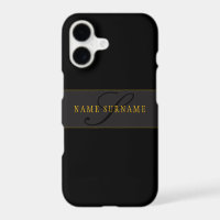 Elegant Script Monogram Black & Gold