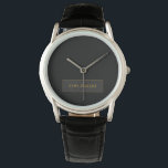 Elegant Script Monogram Black & Gold Watch<br><div class="desc">Elegant looking monogram design,  customize as you like!</div>