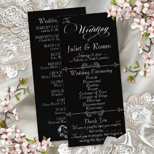 Elegant Script & Monogram - Black Wedding Program