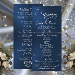 Elegant Script & Monogram - Blue Wedding Program