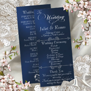 Elegant Script & Monogram - Blue Wedding Program