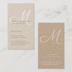 Elegant Script Monogram Blush Pink Kraft Vertical Appointment Card