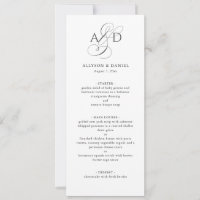 Elegant Script Monogram Classic Wedding Menu