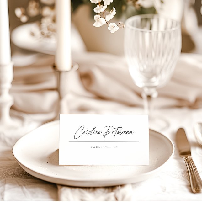 Elegant Script Monogram Classic Wedding Place Card (Creator Uploaded)