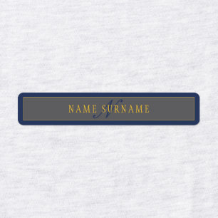Elegant Script Monogram Dark Navy Blue Grey & Gold