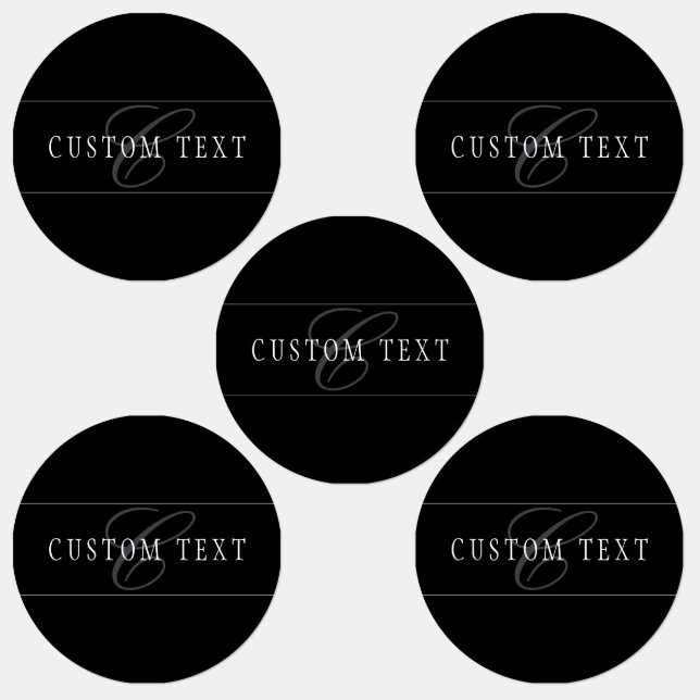 Elegant Script Monogram Editable Black Grey White (Group)