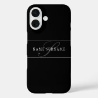 Elegant Script Monogram Editable Black Grey White