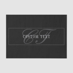 Elegant Script Monogram Editable Black Grey White Tissue Paper