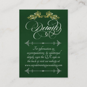 Elegant Script & Monogram - Emerald/Silver Enclosure Card