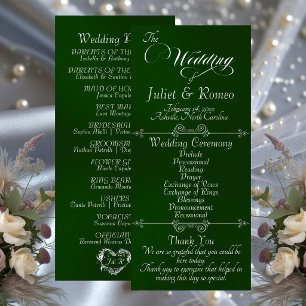 Elegant Script & Monogram - Emerald Wedding Program