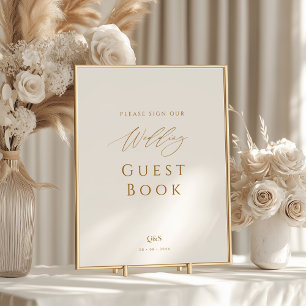 Elegant Script Monogram Guest Book Wedding Sign