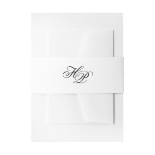 Elegant Script Monogram Initials Minimal Wedding Invitation Belly Band