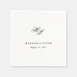 Elegant Script Monogram Initials Minimal Wedding Napkin