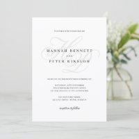 Elegant Script Monogram Initials White Wedding