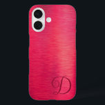 Elegant Script Monogram Metallic Pink iPhone 16 Case<br><div class="desc">Monogrammed pink magenta ombre metallic cell phone case with your choice of font styles and colors (shown with an elegant script calligraphy font in dark magenta). PHONE OPTIONS: The sample is shown in the iPhone 16 model and Barely There case style--other phone models and case style are shown on the...</div>