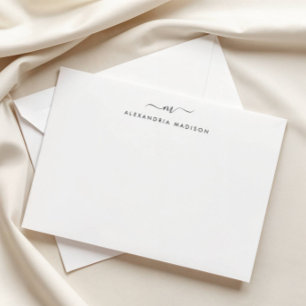 Elegant Script Monogram Modern Swash Stationery Card