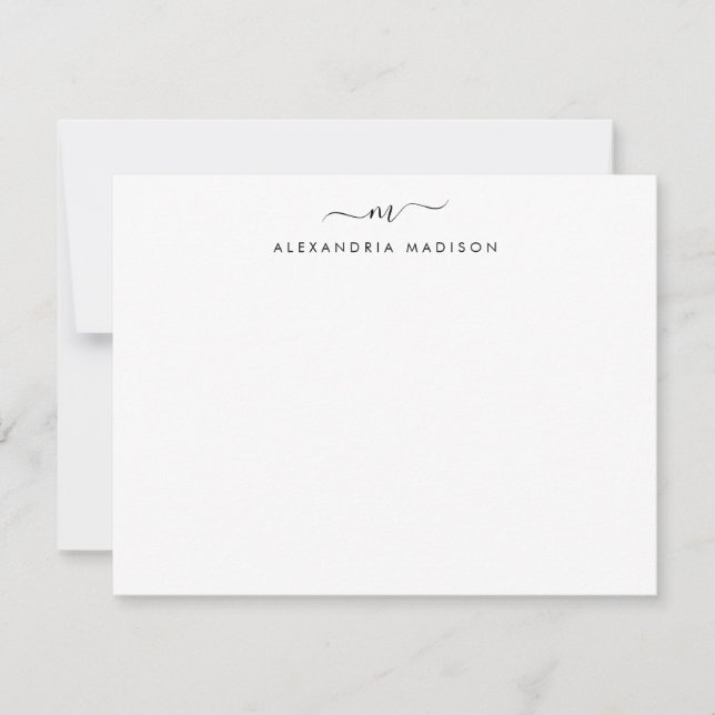 Elegant Script Monogram Modern Swash Stationery No Card (Front)