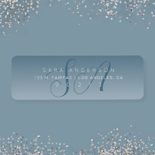 Elegant Script Monogram Ombre Blue Return Address Return Address Label