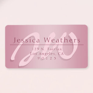 Elegant Script Monogram Ombre Mauve Return Address Label