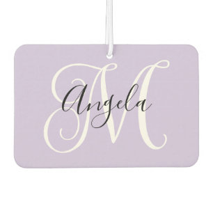 Elegant Script Monogram Pale Lavender Photo Car Air Freshener