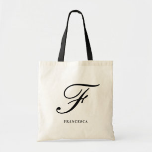 Elegant Script Monogram Personalised Bridesmaid Tote Bag