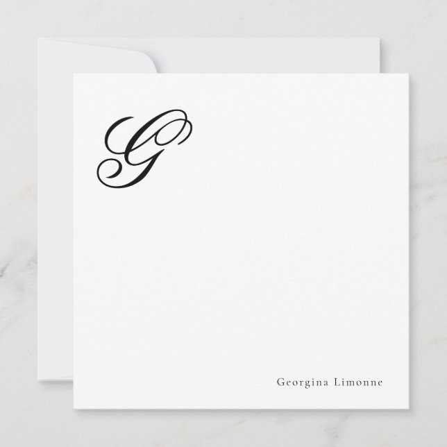 Elegant Script Monogram Personalised Card (Front)